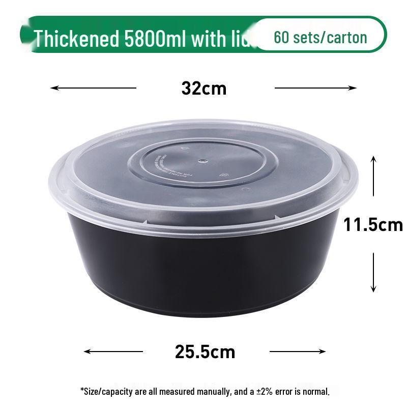 Black Round Disposable Food Containers: Thickened Soup and Fast Food Bowls