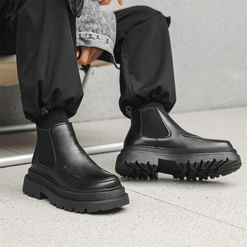England style men casual chelsea boots black brown genuine leather shoes cwoboy platform boot spring autumn handsome ankle botas