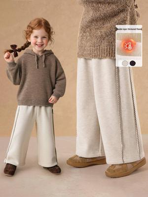 Tongbei 2025 Winter Mädchen Fleecegefütterte Freizeithose - Dick, Warm, Straight-Leg-Stil