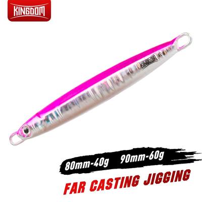 Kingdom Long Metal Jig Fishing Lure Slow Cast Jigging Spoon 40G 80mm 60G 90mm UV Coating Artificial Shore Metal Bait Sea Tackle