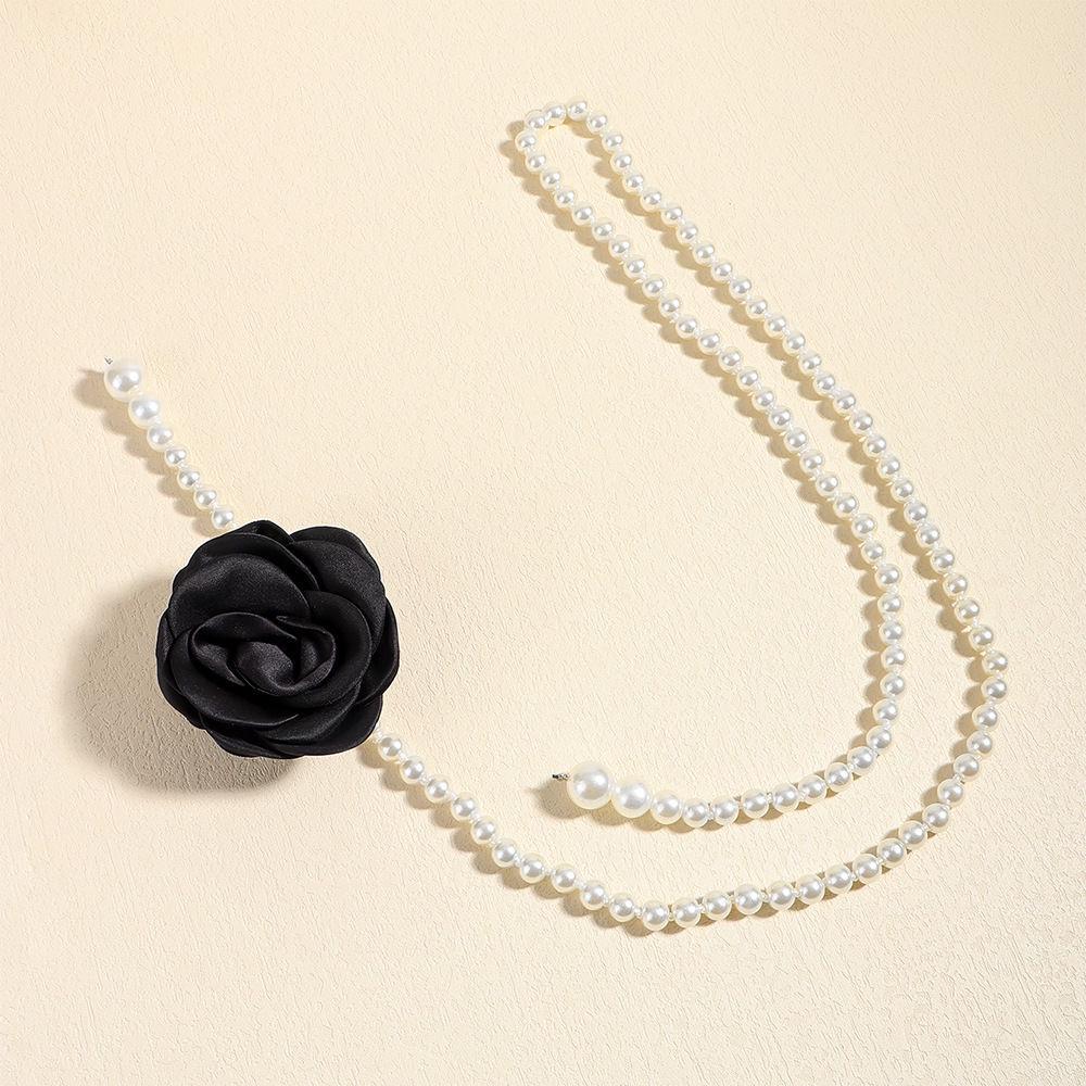 Women's High-End Dress Belt with White Pearl Flower Decoration for Summer