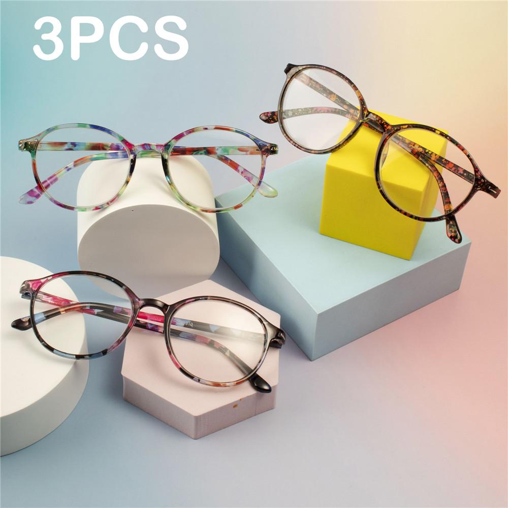 3PCS Retro Round Plastic Reading Glasses Vintage Women Reading Eyewear Presbyopia Hyperopia Eyeglasses
