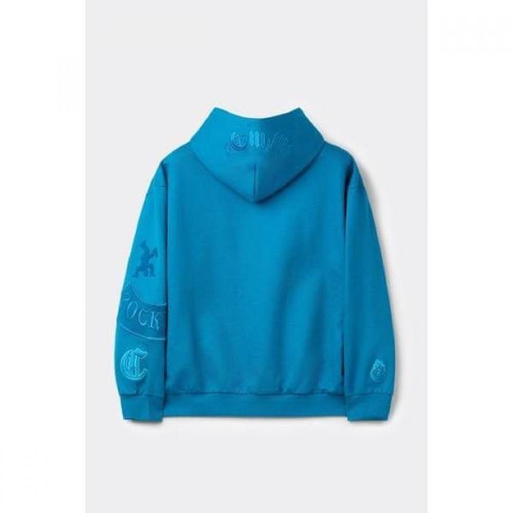 Customellow Blue Oversized Graphic Embroidered Sweat Hoodie Cwtaw25631bux