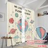 2pcs 2D Flat Printing Window Curtains Floating Rock Space Art 100% Polyester Without Electricity Holiday Decorations Perfect for
