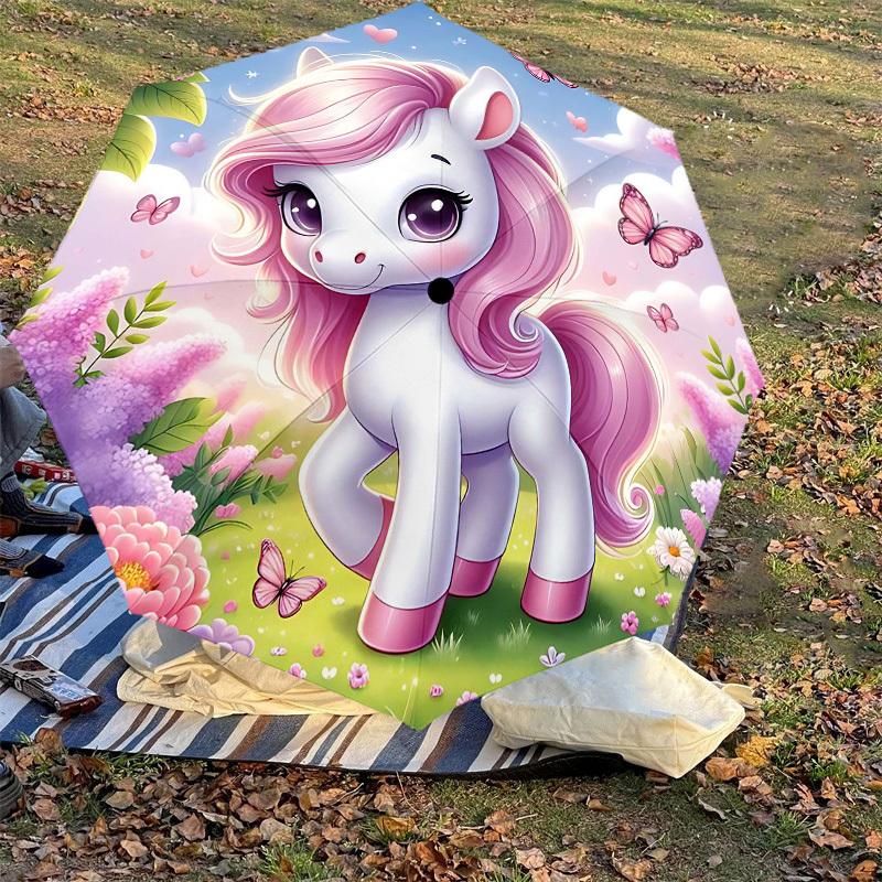 1PC Unicorn Fantasy Umbrella-8-Rib Reinforced Portable Folding Travel Suitable for All Seasons Outdoor Daily Use-J320