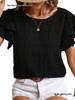 Women's Summer Double-layer Ruffled Sleeve Round Neck Pullover T-shirt
