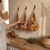 3Pcs/Set Wall Mount Wall Hanging Basket Teardrop Shape Vegetable  Woven Basket  for Kitchen