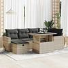 VidaXL Garden Lounge Set with Cushions 7 Pcs Light Grey Wicker 3327822