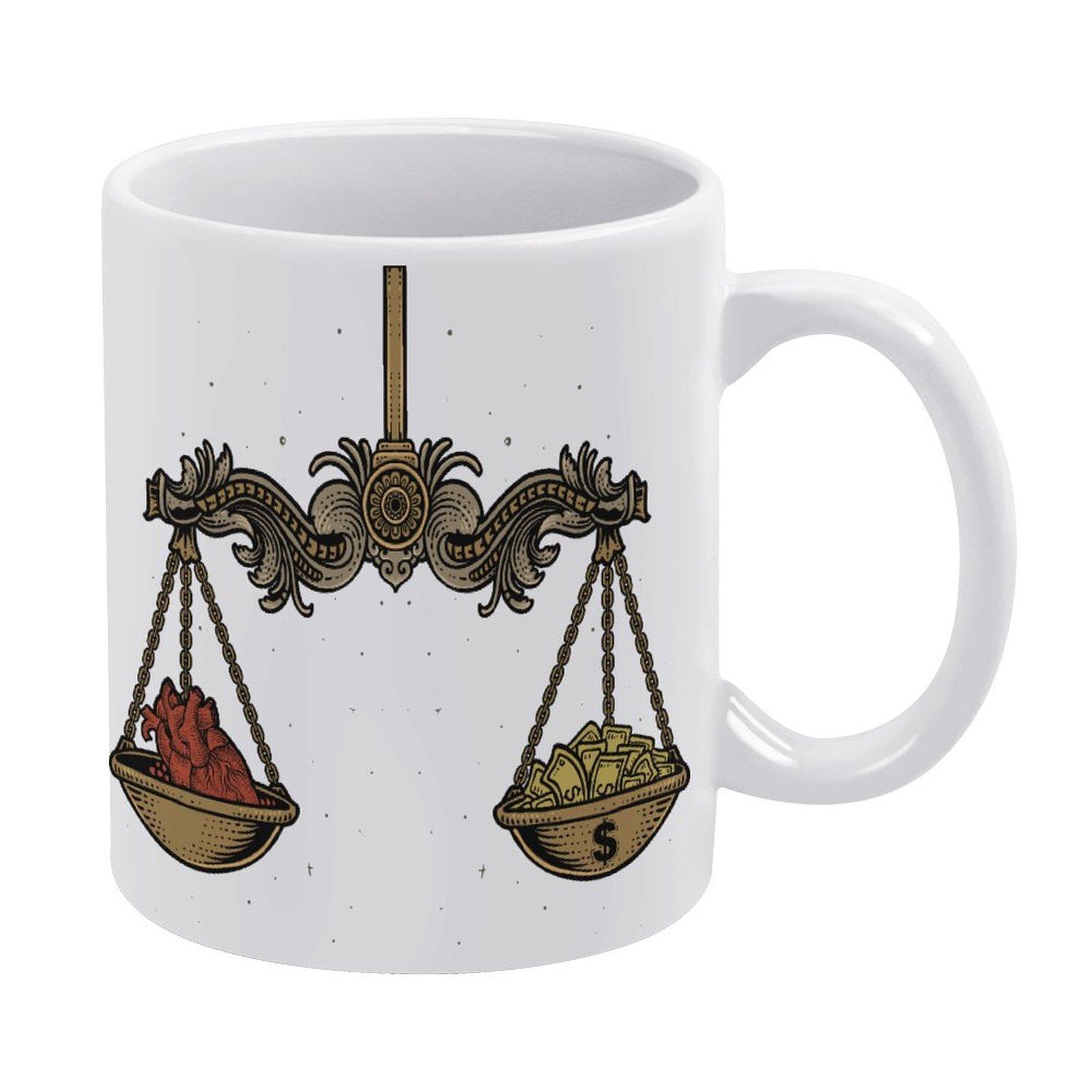 

11oz White Ceramic Mug with Glossy Printed Finish and Comfortable Handle, Suitable for Hot Drinks in Home or Office Desk