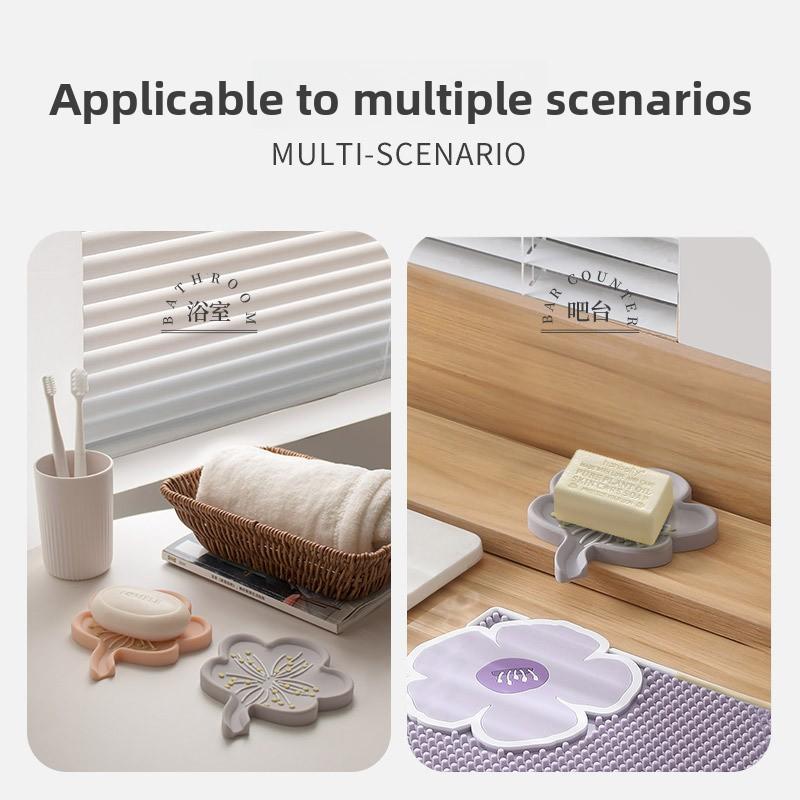 Silicone Soap Box, Petal-shaped Cute Soap Stand, Water-draining Creative Underwear, Fat Cover, Home Bathroom Box