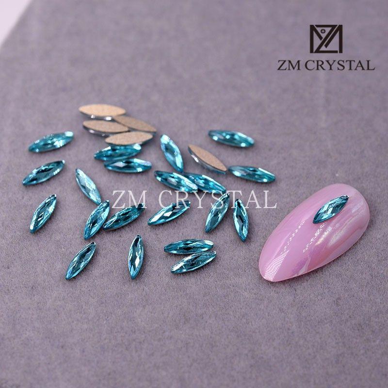 

Export New 2.5*8 Long Horse Eye Color Nail Art Fancy Shape Diamonds Bottoming Drill Gold Bottom Diamond Nail Rhinestone-Sticking [Flats 2.5*8 long horse eyes] Lake Blue 20