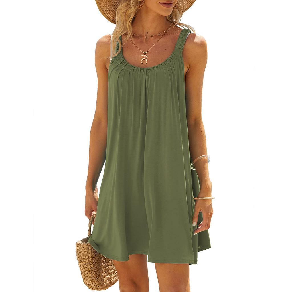 Ladies' Casual Loose Sleeveless U-neck Dress