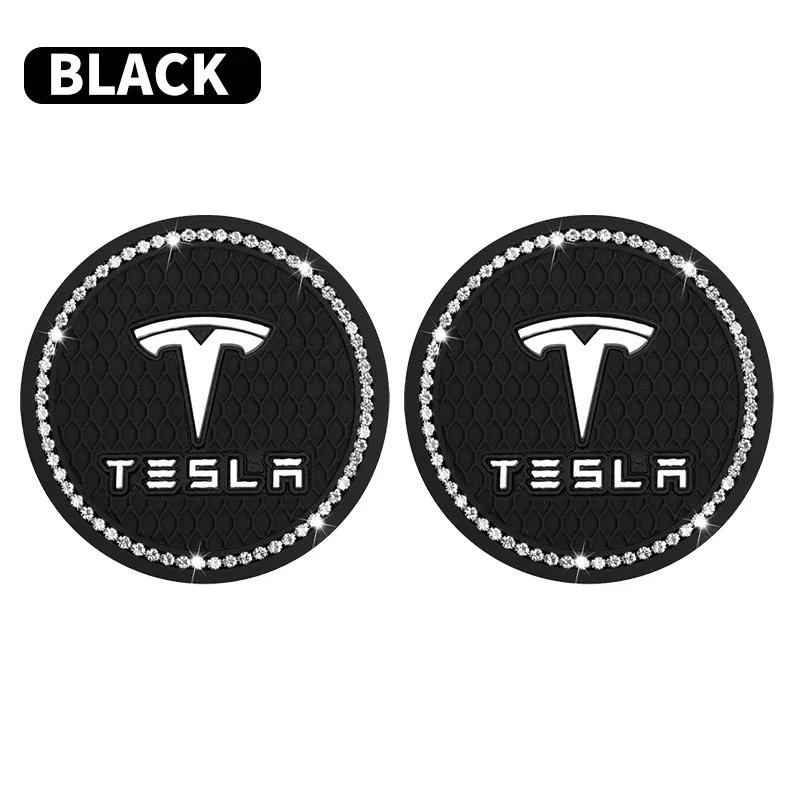 Autocollant de Voiture Tesla 2 Pièces Sous-verres de Voiture Emplacements pour Tasses d'Eau Tapis Antidérapant Étanche Tapis pour Tasse d'Eau Porte-boisson Pour Tesla Modèle Y Modèle S Mo
