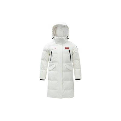 Trainingsserie Buchstaben-Patch Lange Kapuzen-Daunenjacke Damen Oberbekleidung Weiß 162317908-4