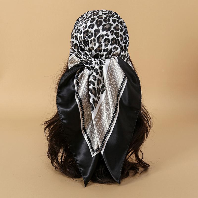 90x90CM Square Scarf New Luxury Design Popular Silk Style The Four Seasons Scarves Women Sunscreen Beach Kerchief Hijab