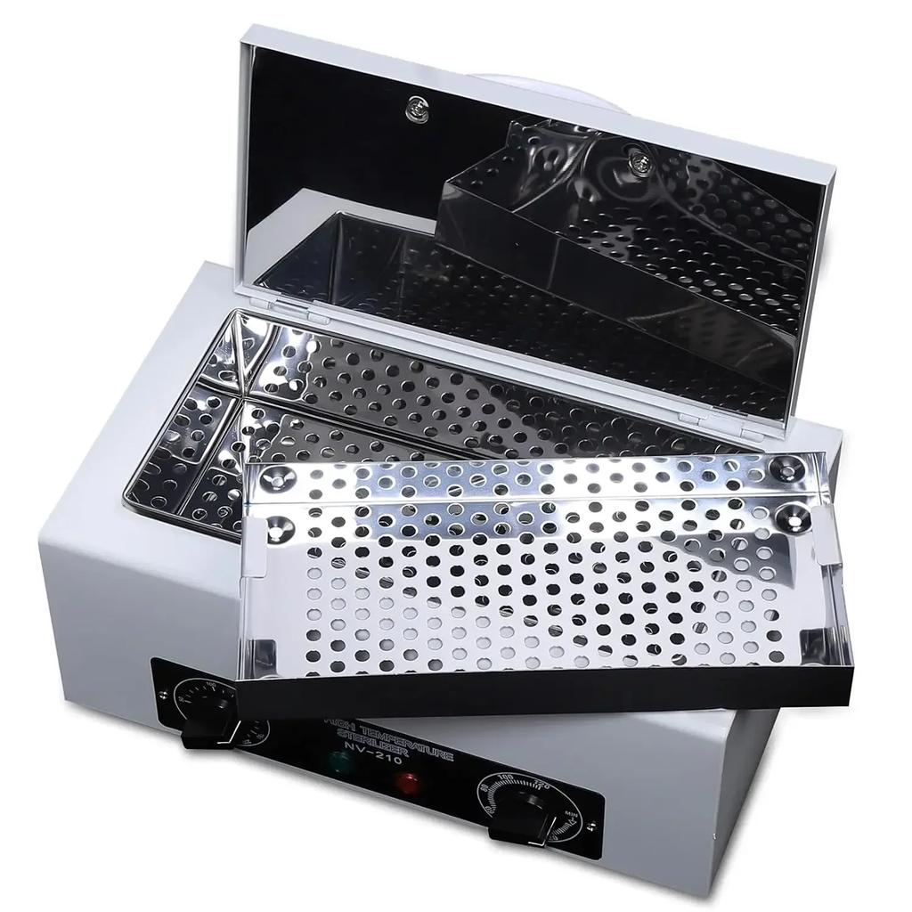300W Heat Sterilizer 1.5L Mini Dry Heat Sterilizer Cabinet High Temperature Cleaning Box with Timer for Nail Spa Pedicure Tools