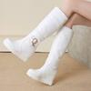 Fashion botas femininas women fashion sweet black patent leahter wedge heel boots lady casual spring & autumn comfort white boots ea406