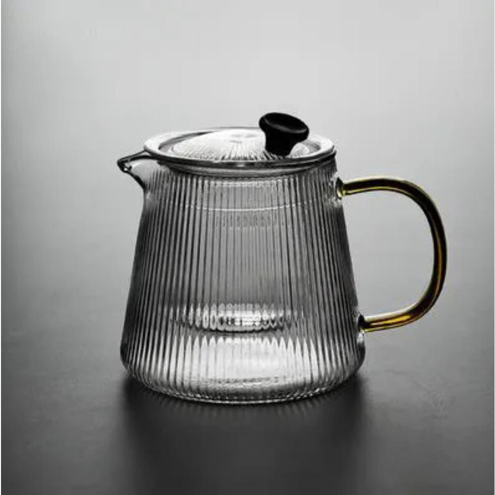 

Чайник из высокоборосиликатного стекла в японском стиле с полосками и фильтром, набор для чая пуэр, кунг-фу и цветочного чая, заварник, чайная и кофейная посуда