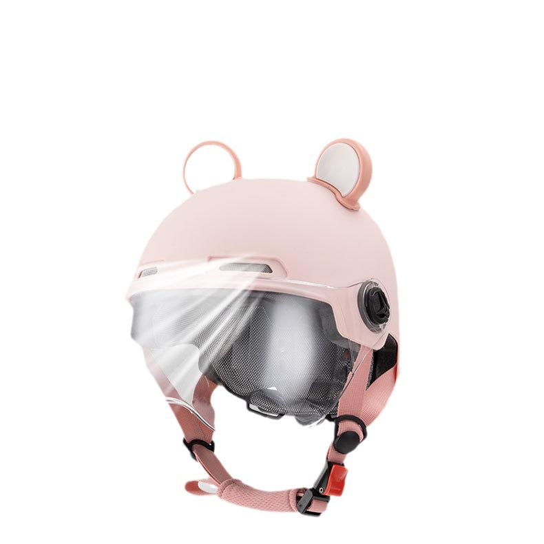 New Class A 3C Certified Electric Motorcycle Helmet with Bear Ears - Unisex Half Helmet for Summer Safety
