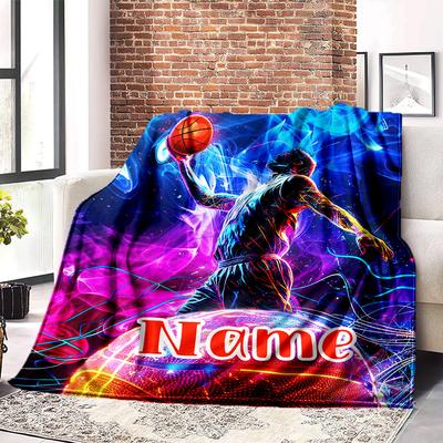 Basketball Player Home Customize Your Name Blankets Comfortable Soft Lightweight Allseason Multipurpose Blanket For Picnics Sofas Offices Beds Living
