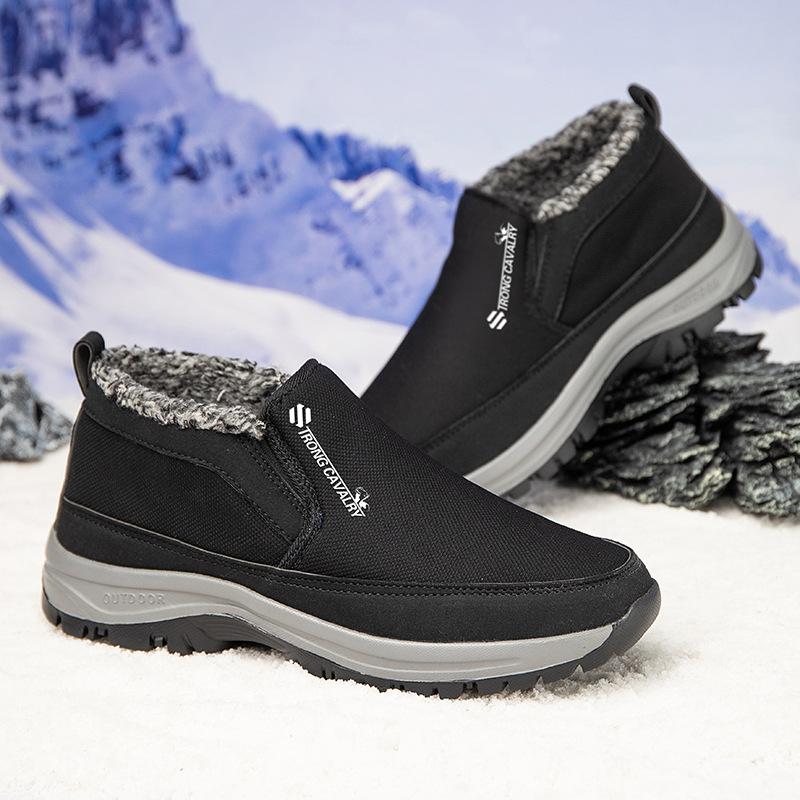 Winter Herren Plateau Schneestiefel Rutschfest Outdoor Wasserdicht Kurze Stiefel für Herren Warmhalten Dickes Fell Arbeitsschuhe Herren Stiefeletten