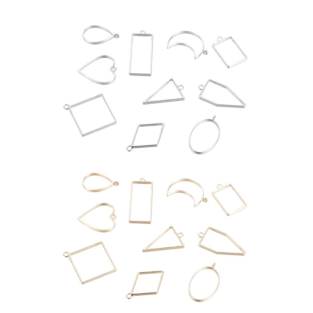 10ks smíšených geometrických přívěsků na zavěšení na šperky Hledání Crafts Silver