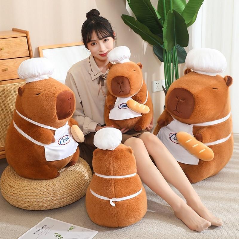 Chef Capybara Bread Style Plush Toy Stuffed Doll Christmas Childrens Day Gift