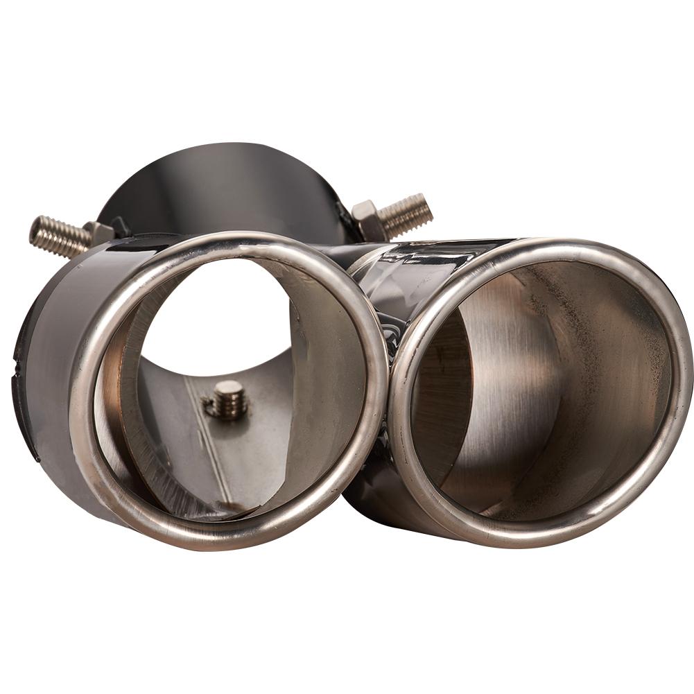 Twin Head Curved Exhaust Tail Pipe Fits 60mm Outlet Car Exhaust End Pipes Oblique Outlet Tailpipes Muffling End Tip Round