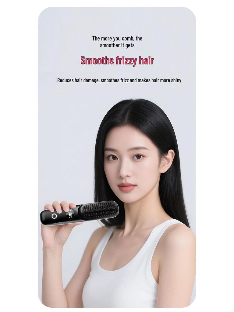 Rechargeable Ceramic Hair-Safe Wireless Straightening & Curling Brush