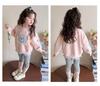Höst Koreansk Stil Flickors Patchwork Sweatshirt & Leggings Set