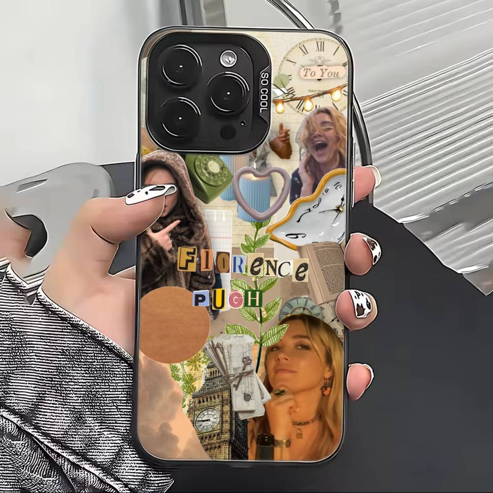

Actress F-Florence Pugh Phone Case For iPhone 17,16,15,14,13,12,11 Plus,Pro Max,XS,Colored Silver Plated Inside Cover iPhone17