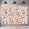 2D Pink Cat Pattern Backdrop, Cute Kitten Photography Studio Background