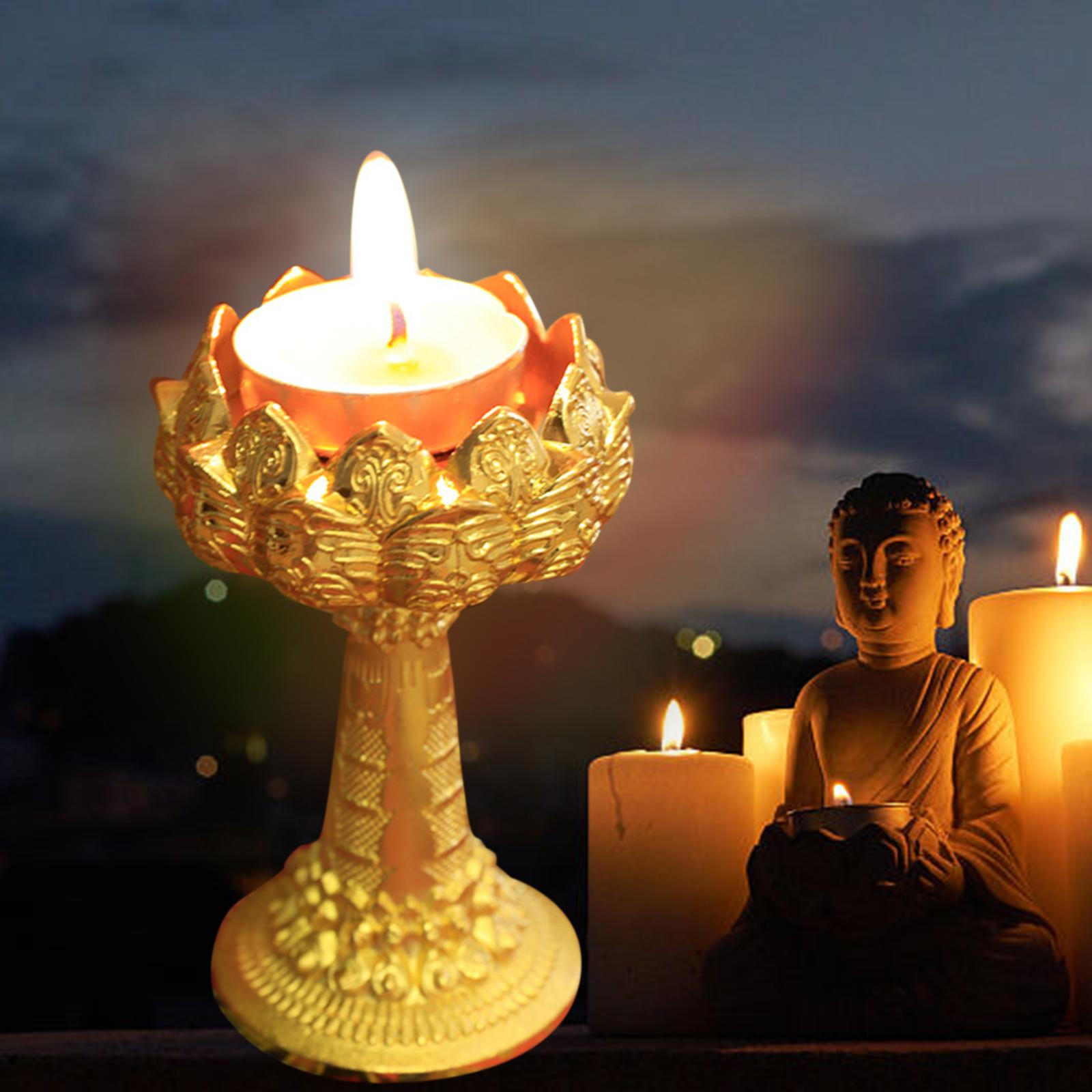 

Tea Light Candle Holder Stand Lotus Flower Shape for Dining Table Office Parlor Holiday