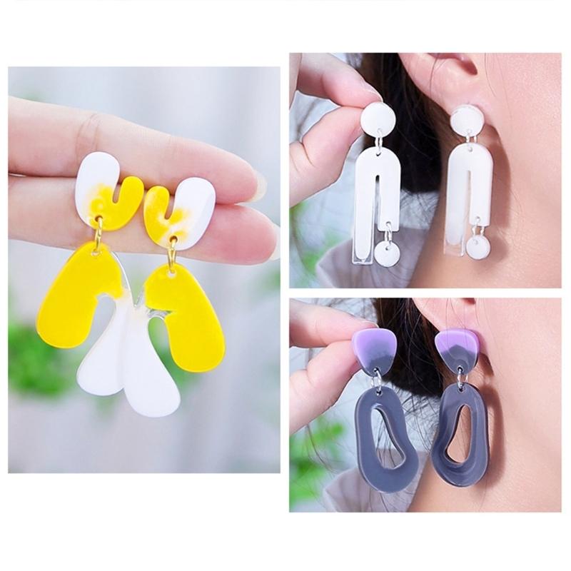 4Pcs/set Crystal Silicone Earrings Mold Set Crystal Epoxy Resin Casting Molds Irregular Ear Rings Mould for  Pendants