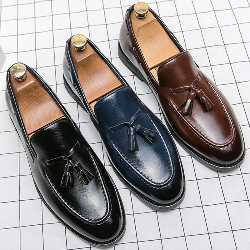 Classic Casual Business Leather Shoes Men High Quality Formal Office Social Leather Loafers Men Tassels Wedding Dress Shoes Male