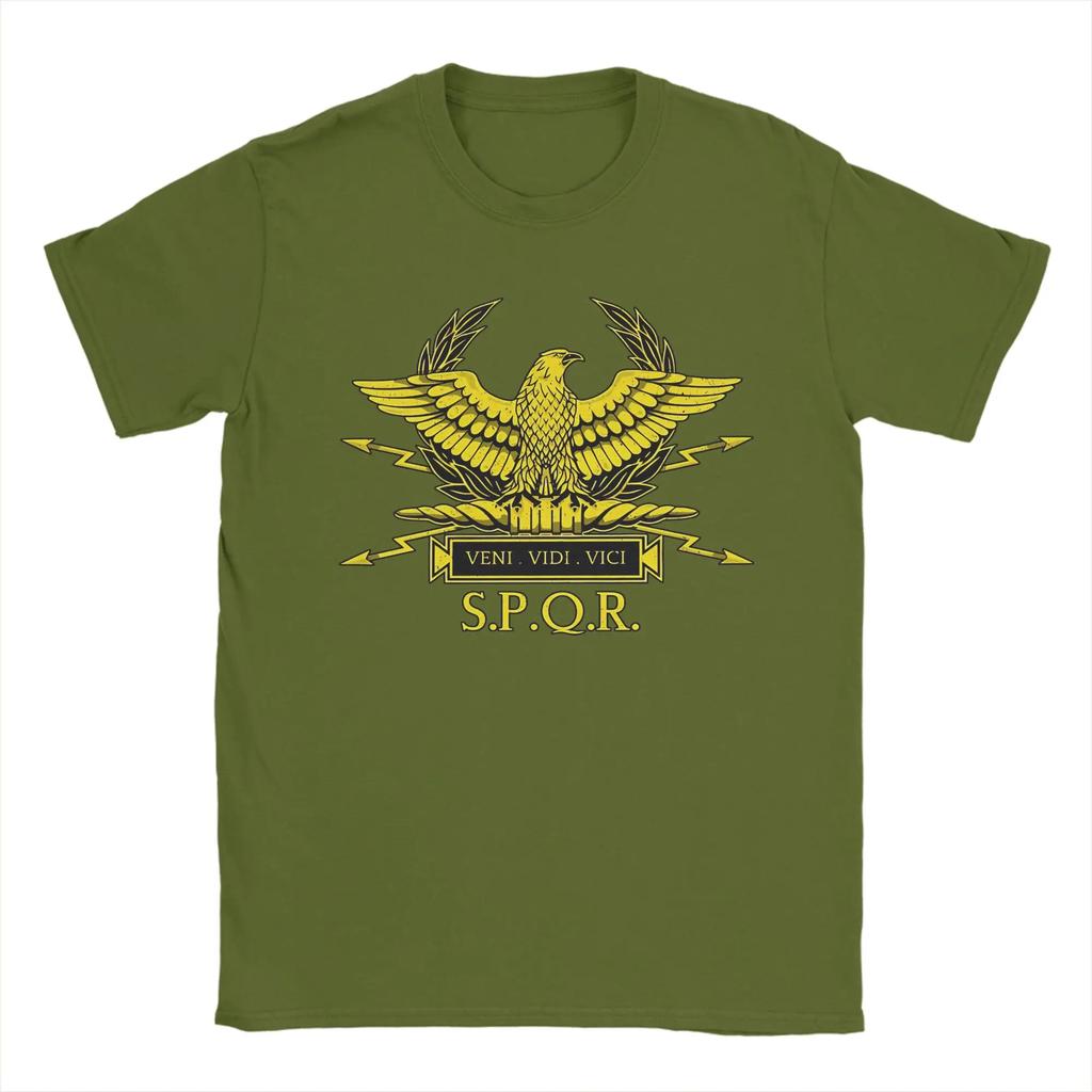 Roman Standard Rome SPQR Roman Empire Gold Men's T Shirt Vintage Tee Shirt Short Sleeve T-Shirts Cotton Big Size Clothing
