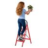 Step Ladder, 3 Step Ladder Folding Step Stool, Multi-Purpose Collapsible Ladder for Home or RV Outdoor Work, Heavy Duty 330 Lbs Load (White, Red)