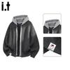 CHOCOOLATE Men's Faux Two-Piece Hooded Cardigan Sweater