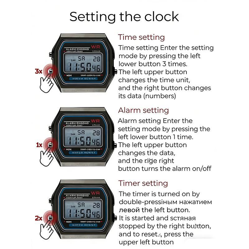 Vintage elektronické náramkové hodinky pár elektronické hodinky ocelový pásek čtvercové sportovní hodinky