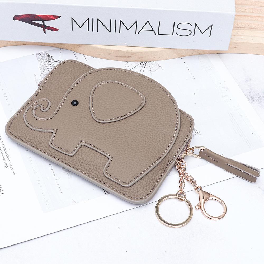 Animal Elephant Shape Coin Purse with Hanging buckle Fashion Women Genuine Leather Chic Clutch Coin Organizer for Girls