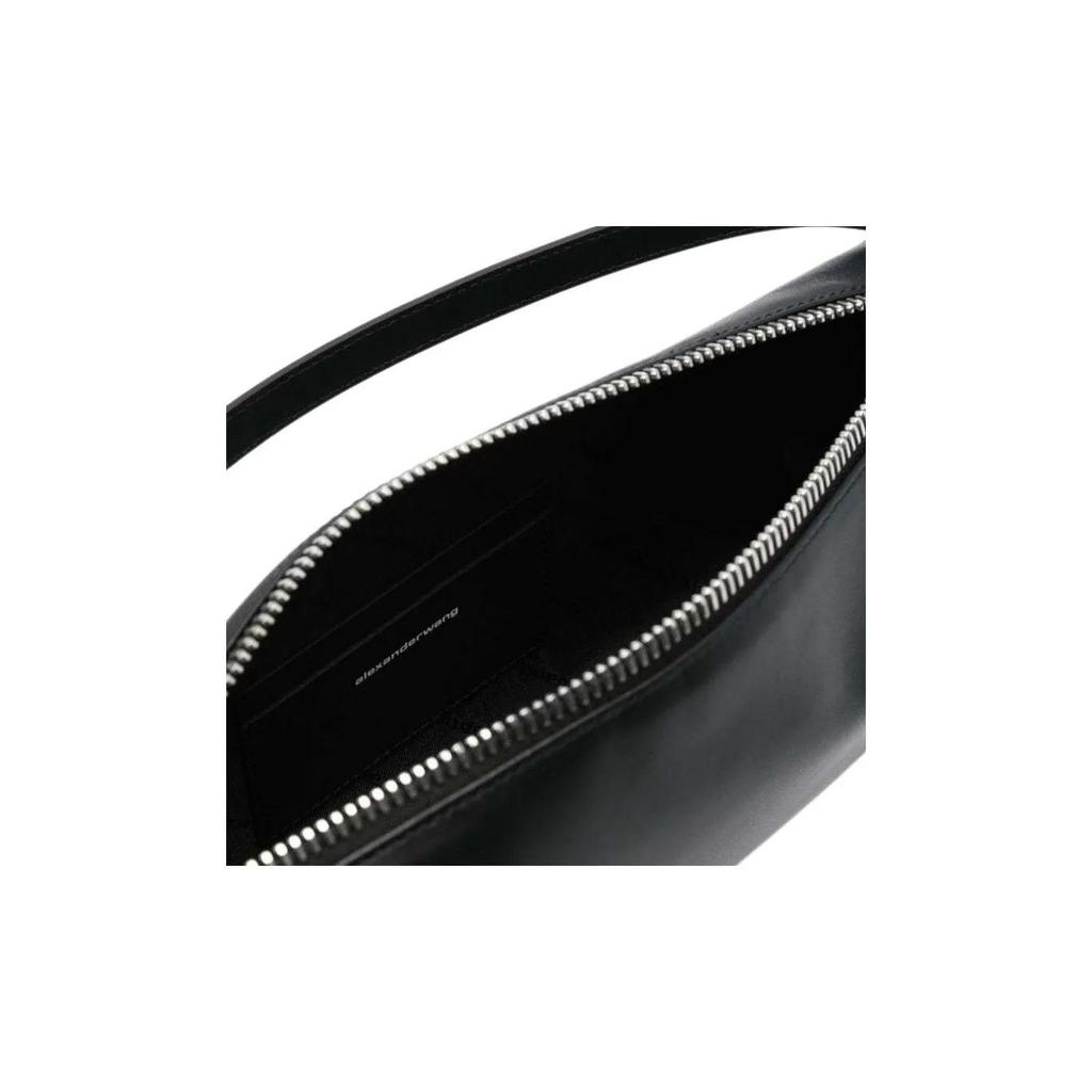 Alexander Wang Heiress Solid Color Zipper Closure Calfskin Handbag Women's Black