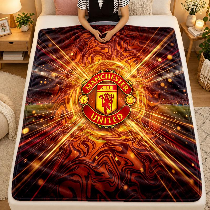 Flanel Battaniye Manchester United Sıcak Yumuşak Atkı Battaniye İç Mekan Kanepe Yatak Oturma Odası Kullanımı İçin