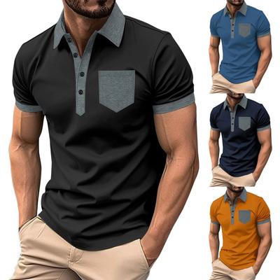 Herren Frühling Colorblock Kurzarm Revers Hemd Herren Casual Fashion Hemd
