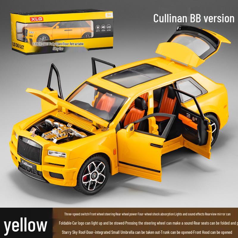 

1:20 Rolls Royce Cullinan BB Модель из сплава с зонтиком - Украшение игрушечной машинки для мальчиков жёлтый