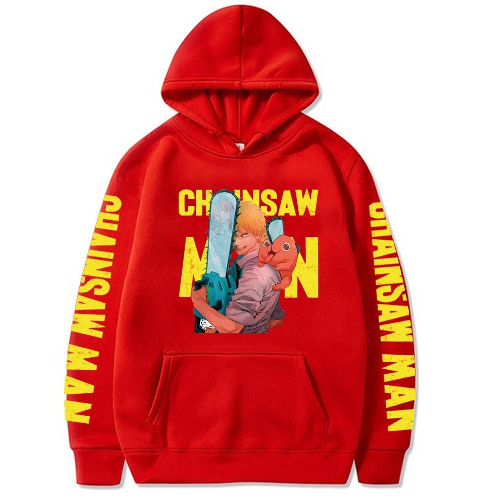 Chaaw Man Denji Chainsaw Man Print Hooded Sweatshirt, Hoodie
