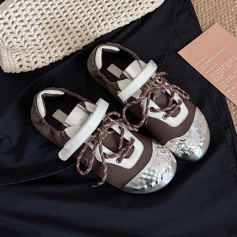 

[Soso] 25ss | Burst metal shell head ballet Mary Jane | Inner height increase comfortable versatile women s shoes 40 коричневый