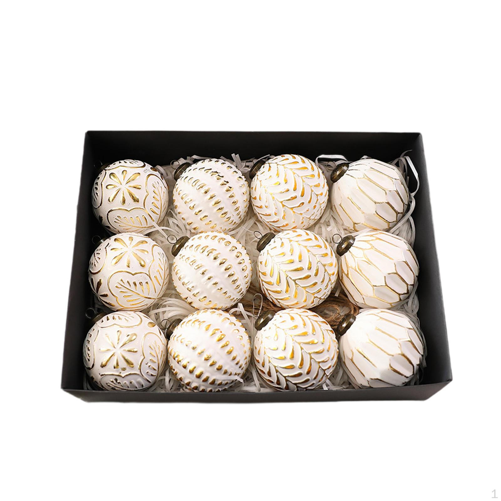 

12 Pieces Christmas Tree Hanging Decorations Ball Ornaments 8cm Xmas Balls for Porch Yard Gold