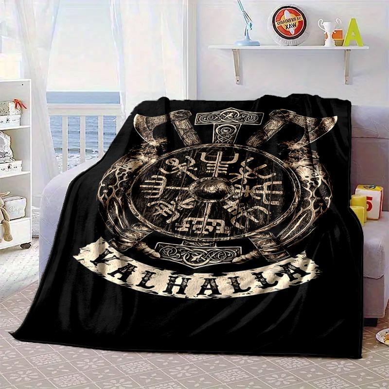 Viking Ship At Sea Blanket Flannel Blanket for Bed, Sofa, Camping, Hiking, Picnic Essentials, Gift for Family Fan Gifts