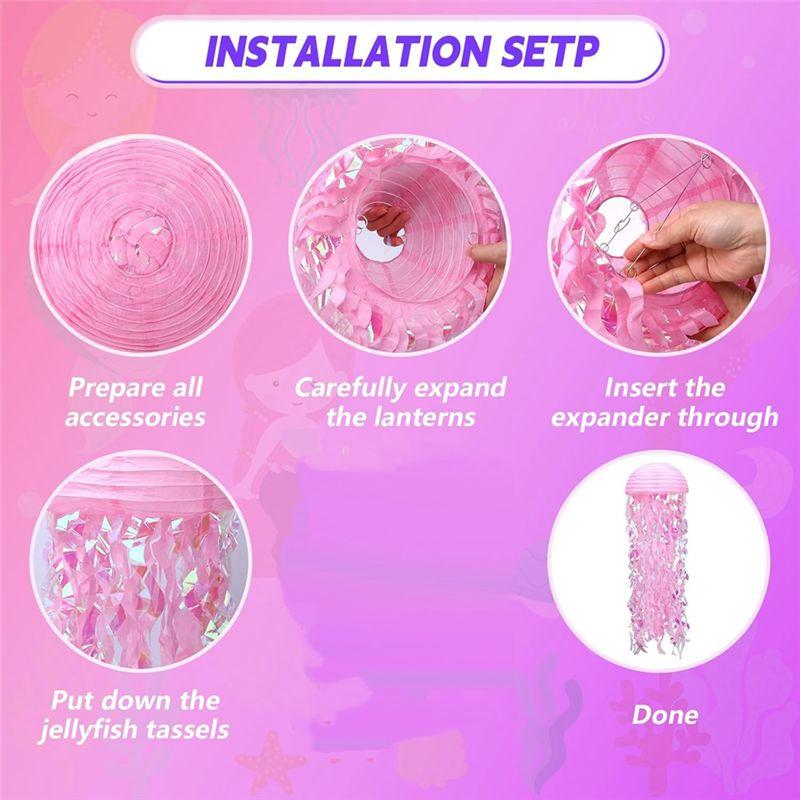 Paper Lanterns Set, 8Pcs Jellyfish Decorations For Under The Sea Partys Decorations Supplies, Jellyfish Lanterns