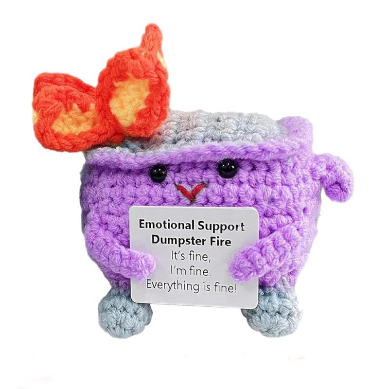 Adorable Handcrafted Crochet Emotion Support Plush Garbage Bin Decorative Figure Gift In Vibrant Colors For Modern Home Decor
